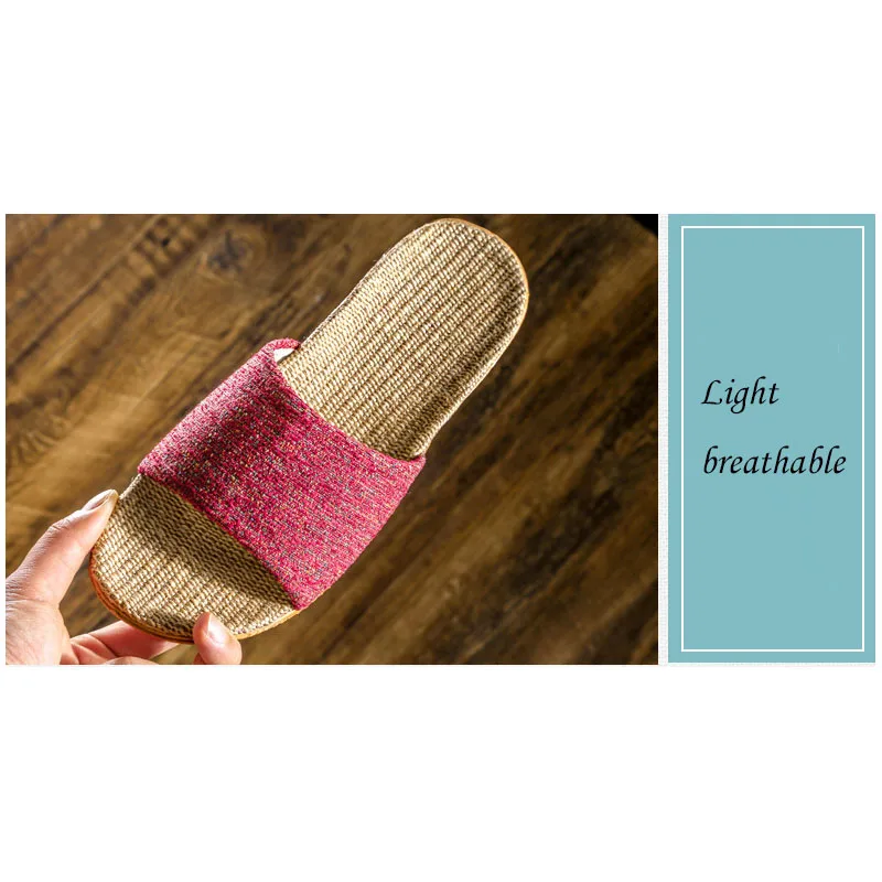 Женские и мужские летние тапочки Мягкая льняная домашняя обувь Вьетнамки