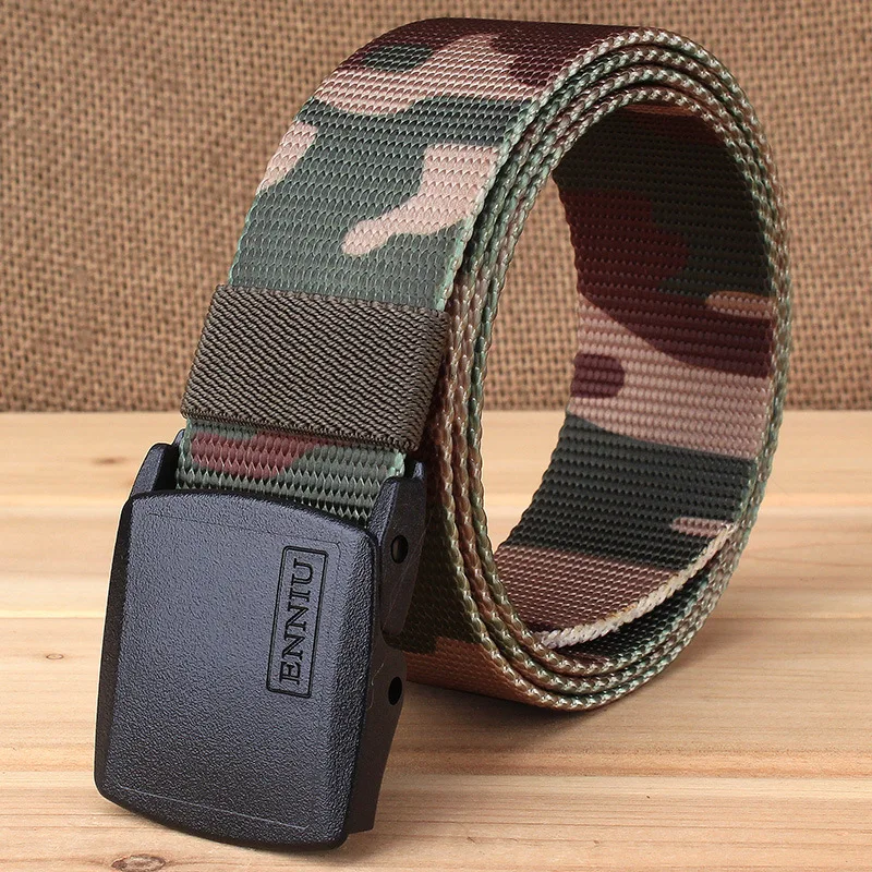 

2019 New Tactical Military Men Belt Top Quality Army Adjustable Canvas Belt Outdoor Plastic Automatic buckle for Pants 120cm
