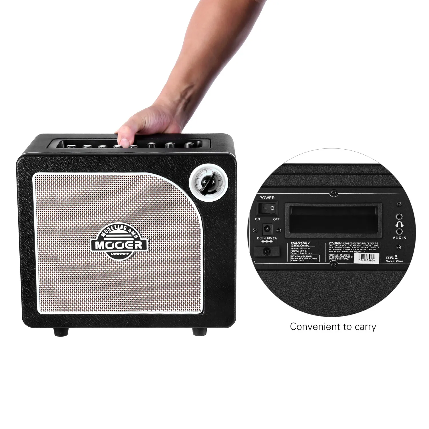 MOOER HORNET BLACK 15 Watt Digital Modeling Combo Guitar Amplifier Speaker 9 Amp Models Built-in Modulation Delay Reverb Effects | Спорт и