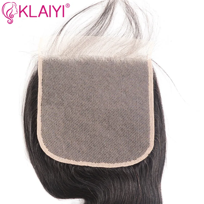 KLAIYI бразильские волосы remy, 5*5, свободная часть, натуральный черный цвет, человеческие волосы, волнистые волосы на шнуровке