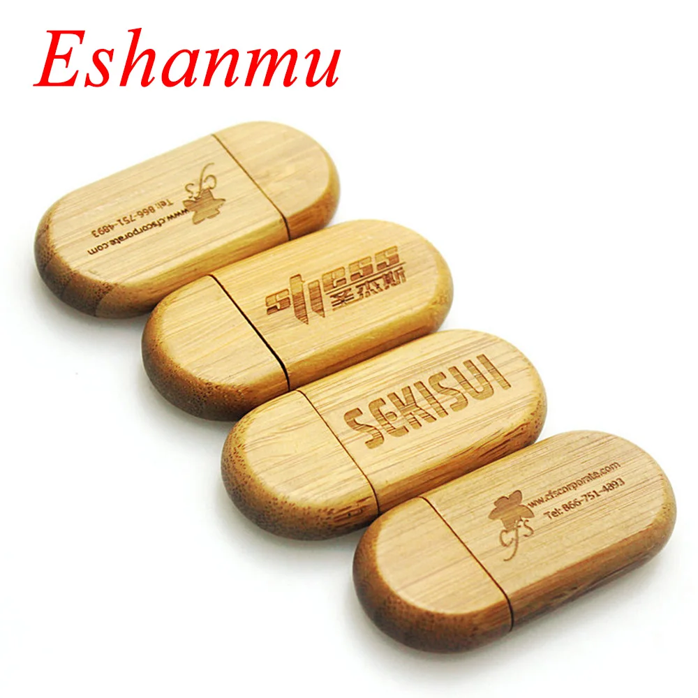 Деревянный Флешка Eshanmu Круглый 4 ГБ 8 16 32 лазерный логотип более 15 шт. Usb