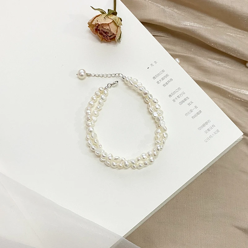 Женский браслет из серебра 925 пробы с натуральным пресноводным жемчугом |