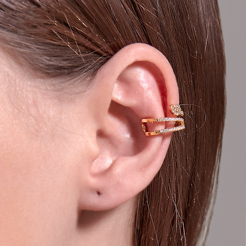 

Luokey New C-Shaped Ear Clip For Girls No Piercing Fake Earrings Crystal Cartilage Cuff Wrap Earrings Women Wedding Jewelry Gift
