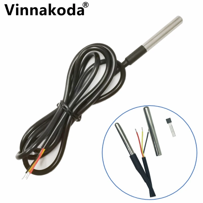 Датчик температуры с посылка сом из нержавеющей стали DS1820 водонепроницаемый