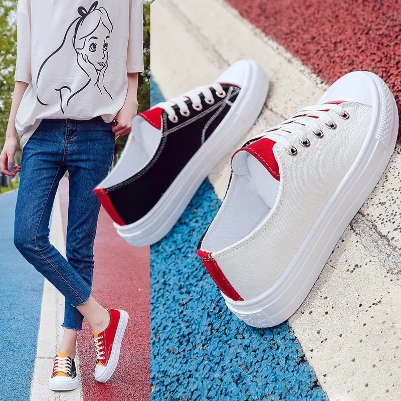 

Summer Fashion Black Low Top Canvas Shoes Non Slip Colorful Casual Shoes Women's Ourdoor Trainer Sneakers Zapatillas Mujer 2020