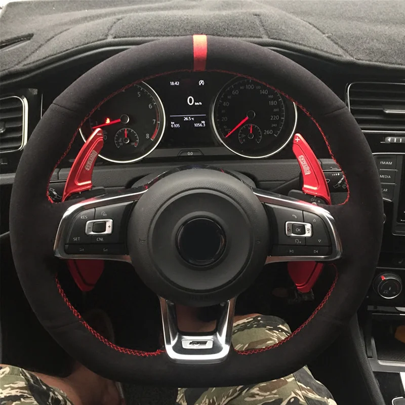 Черная замшевая модель для Volkswagen VW Golf 7 GTI R MK7 Polo Scirocco 2015 2016|Чехлы на руль| |
