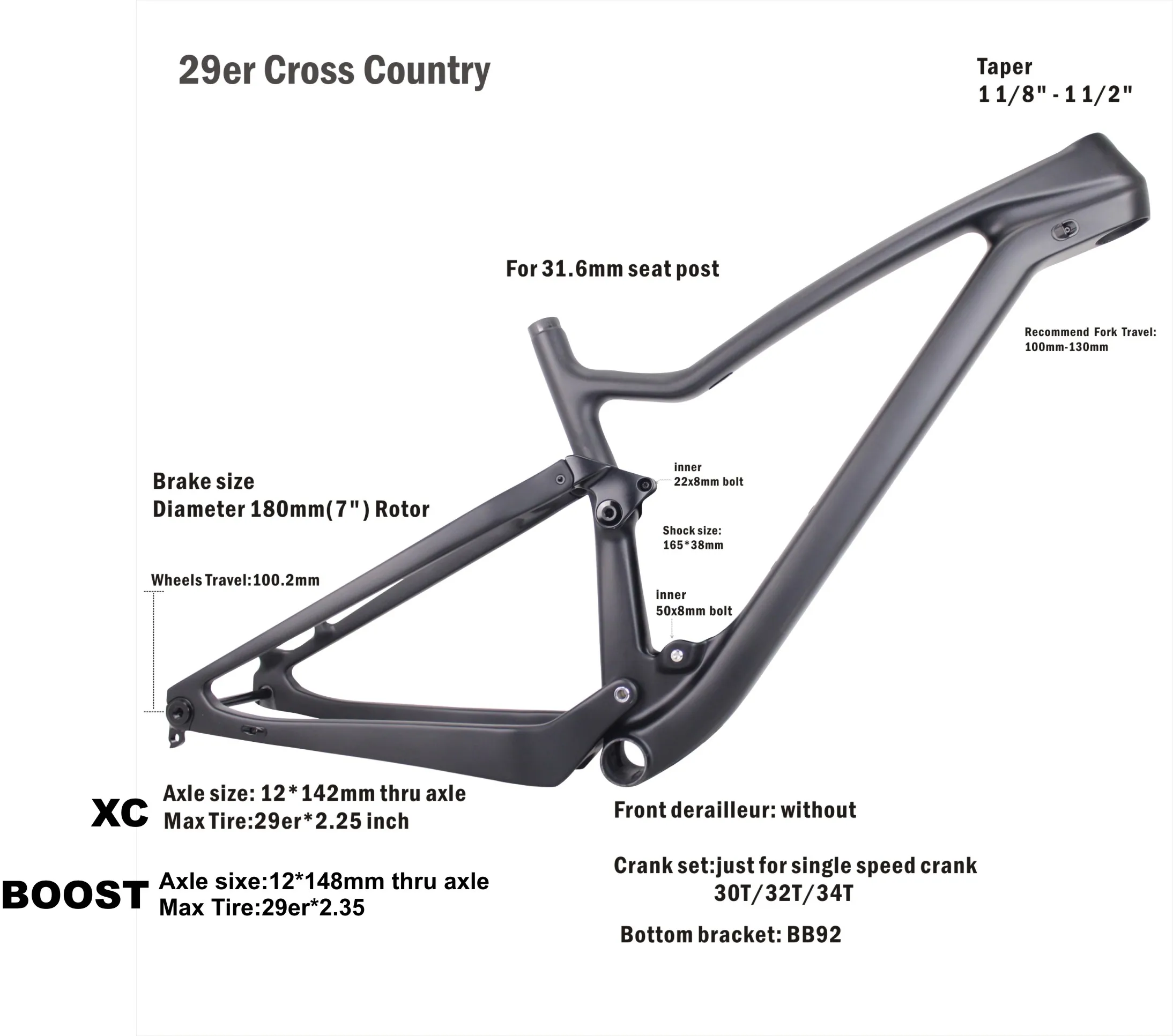 Miracle 29er горный велосипед с полной подвеской рама для велосипеда T700 полностью