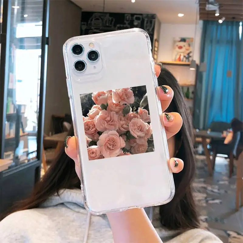 

Art flowers Beautiful fashion Phone Case Transparent soft For iphone 5 5s 5c se 6 6s 7 8 11 12 plus mini x xs xr pro max