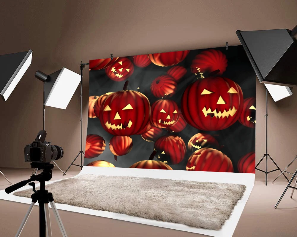 

Halloween Decorations Thin Vinyl Photography Pumpkin Lantern Printed Magic Festival Party Backdrops Photo Decor