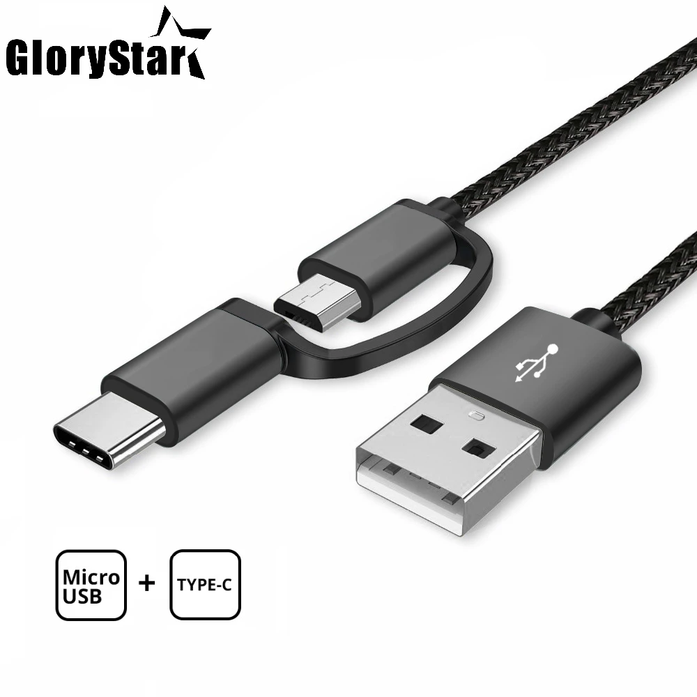 USB Type C Micro 2 в 1 кабель для быстрой зарядки Xiaomi Huawei Samsung Nokia Sony Oukitel мобильный телефон