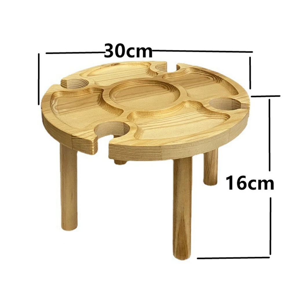 

1PCS Wine Table Wooden Portable Round Detachable Outdoor Wine Table Wine Picnic Table Wine Beach Table