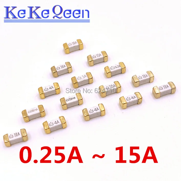 50 шт./лот 1808/2410 SMD предохранители одноразовый предохранитель 0.25A/0.5A/0.75A/1A/1.5A/2A/3A/3.15A/4A/5A/6.3A/7A/8A/10A/12A/15A
