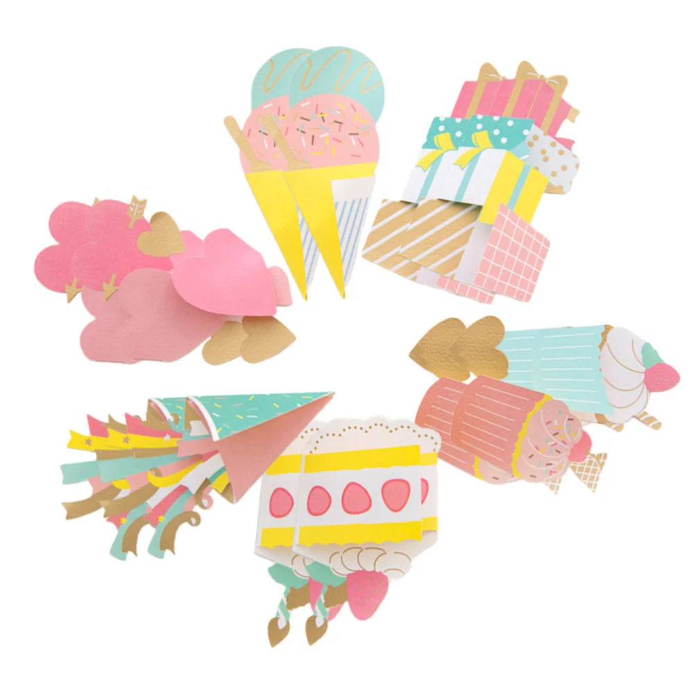 

30Pcs Cake Pattern Party Greeting Cards Gold Stamping Party Greeting Cards Creative Blessing Message Cards Without Envelope