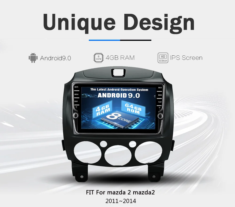 Funrover 8 ядерный android 9,0 2 din Автомобильный dvd-плеер для Mazda 2 2007- радио gps навигация DSP слот для sim-карты wifi Разделенный экран