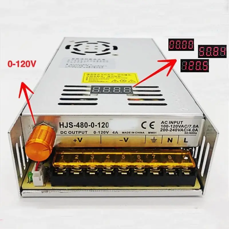 480W 4A 0 120V Регулируемый импульсный источник питания HJS 480 120 постоянного напряжения