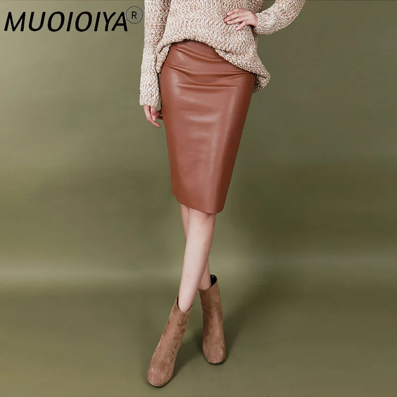 

Womens Pu Leather Skirt Autumn Streetwear Casual Office Work Wear Bodycon Pencil Skirt High Waist Long Skirts Female Women Jupe