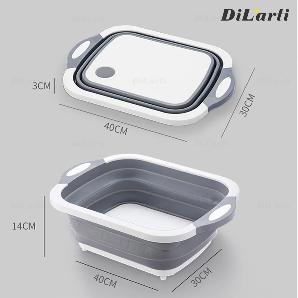 

Multi-function folding cutting Chopping board kitchen water filter basket plastic Fruit Vegetable Wash Basket portable fold sink