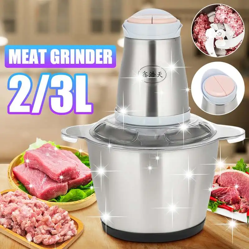 

250W 3L/2L Stainless Steel Meat Grinder 2 Speed Electric Chopper Meat Grinder Household Automatic Mincing Machine Food Processor