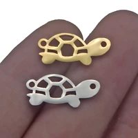 5pcs stainless steel gold plated turtle tortoise charm connector jewelry making beach bracelet accessories handmade diy necklace