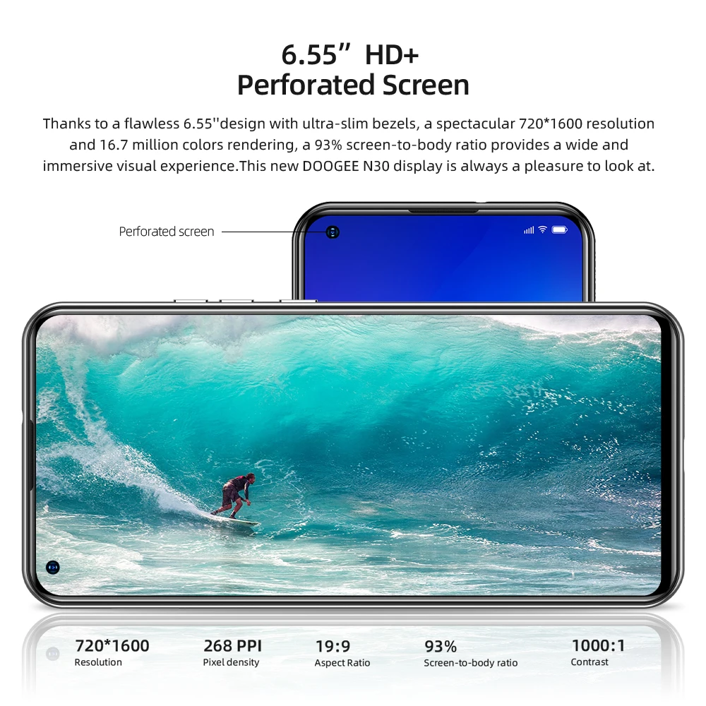 DOOGEE-tel&eacute;fono inteligente N30 versi&oacute;n Global, smartphone con pantalla de 6,55 pulgadas, Quad C&aacute;mara, 4GB, 128GB ROM, Helio A25, ocho n&uacute;cleos, bater&iacute;a de 4500mAh-2