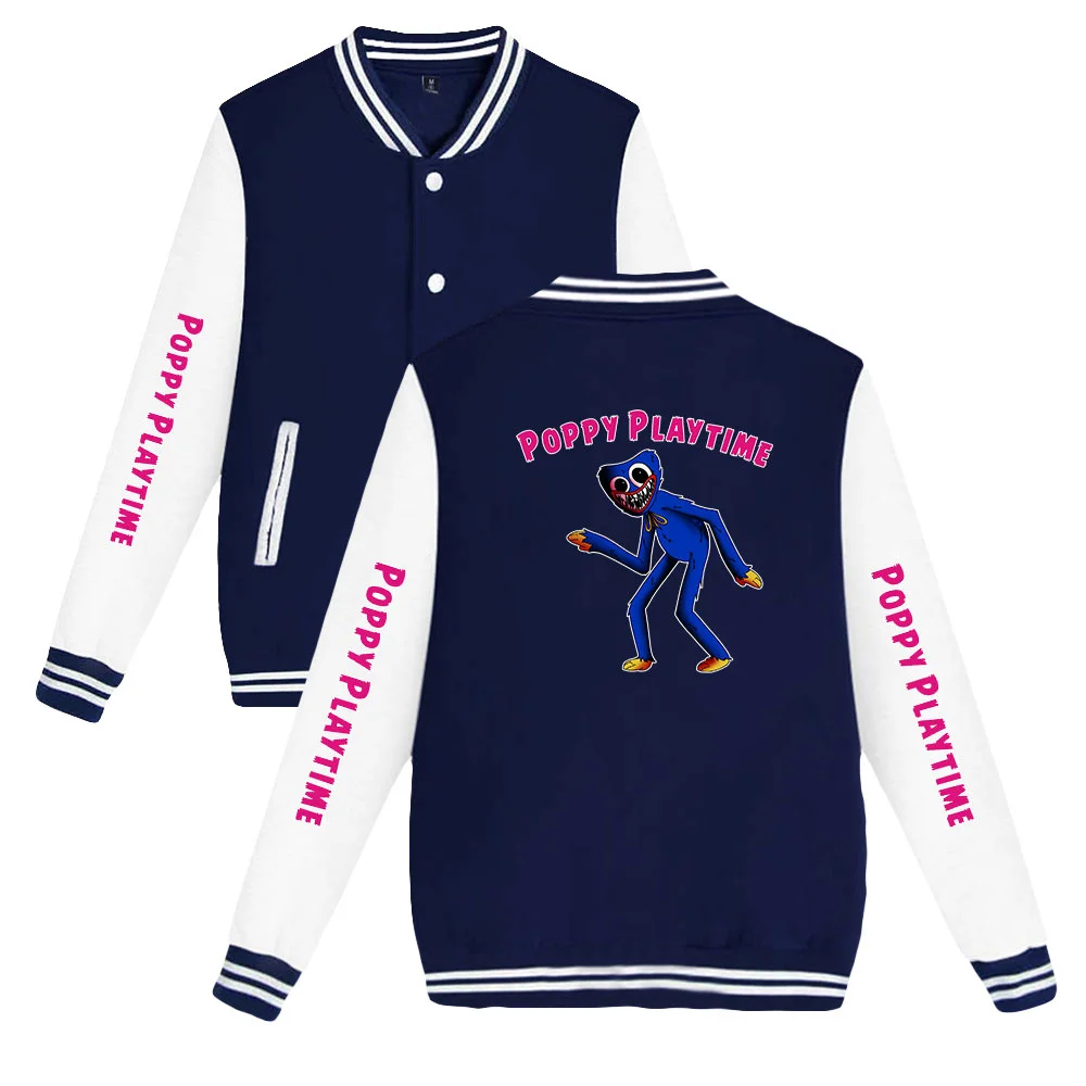 Куртка бейсбольная в стиле Харадзюку хип-хоп с надписью poppy guide Play Time 2d спортивные