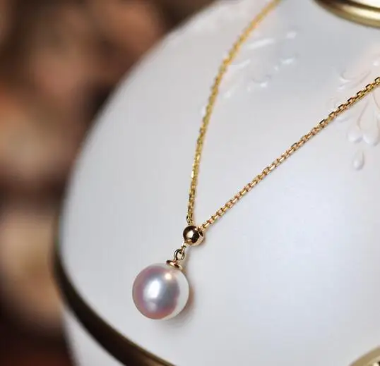 

9-10mm Akoya natural seawater pearl Y shape adjustable necklace 18kgold