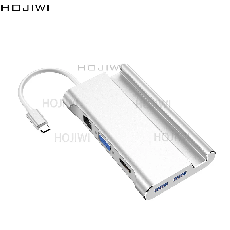 hojiwi 7 в 1 тип c концентратор usb c к hdmi 4k vga ад