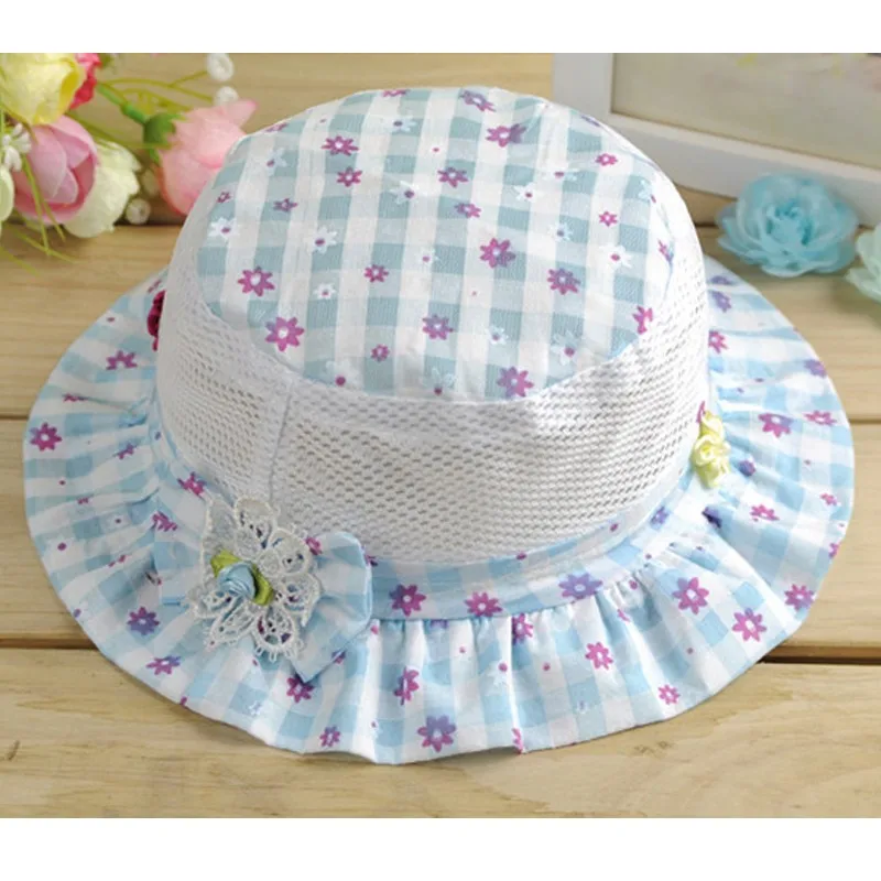 Cute Panama Hats For Girls Lace Princess Bucket Hat Bow Baby Girl Caps Embroidery Sun Cap Spring Summer Accessories | Детская одежда и