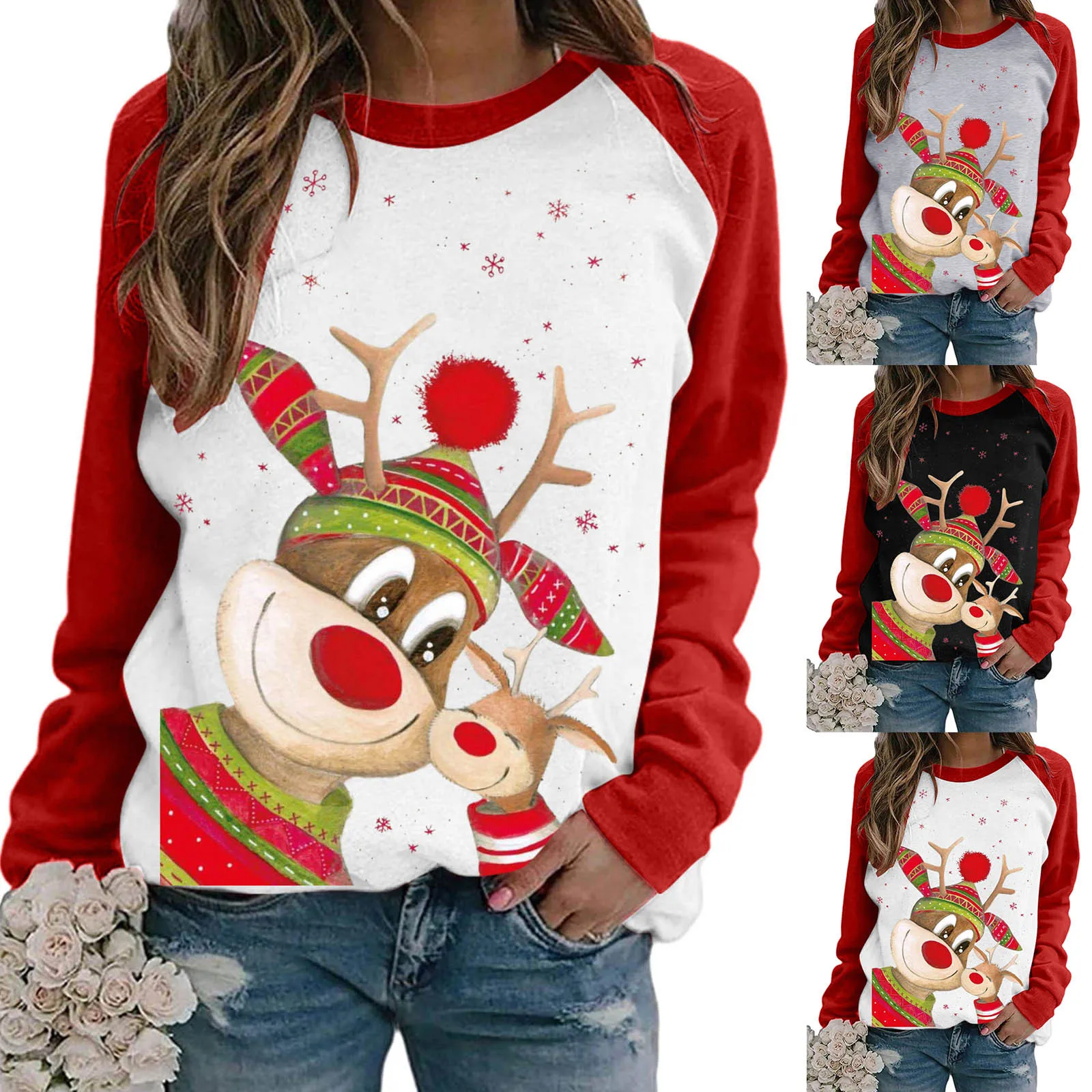Женский свитер с рождественским рисунком, зимний свитер с длинным рукавом, женский домашний костюм, модный свитер, женский свитер