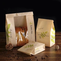 50pcs kraft paper bread biscuits packaging bag baking square bottom pastry toast package food storage bags for sweets candies
