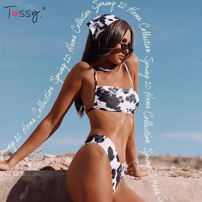 

Tossy Bikinis 2021 Mujer Vacation Beachwear Sexy Tie Dye Swimsuit Women 2 Piece Set Fashion High Waist Bather Brazilian Biquini