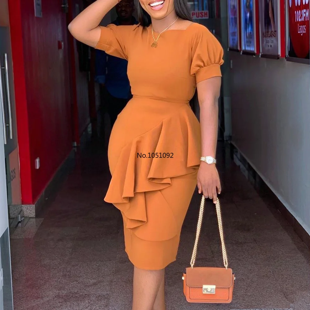 Летнее платье в африканском стиле женское облегающее с рукавами фонариками и