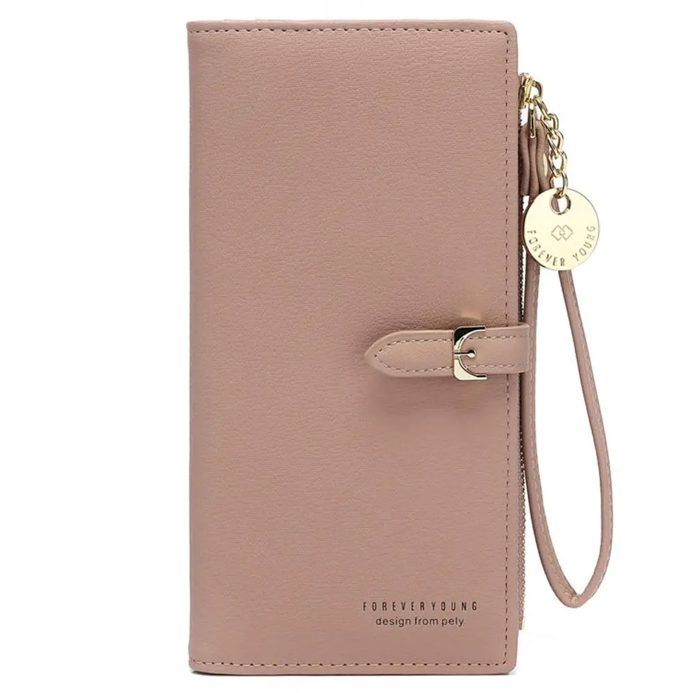 Длинный Однотонный женский кошелек из искусственной кожи женские кошельки клатч