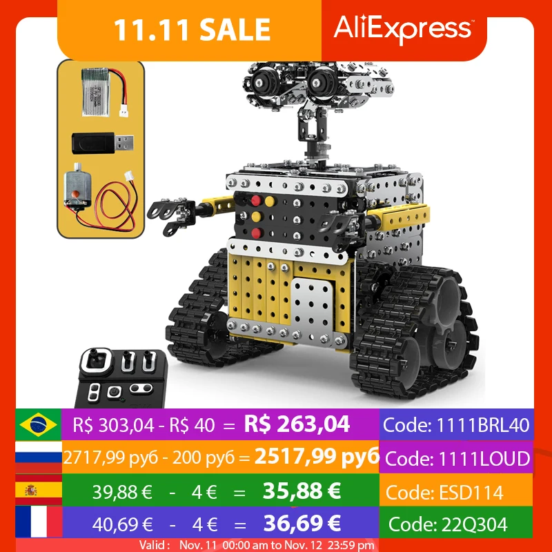 

Городской креативный робот с дистанционным управлением, 728 шт., электрические строительные блоки из нержавеющей стали, техника дистанционн...