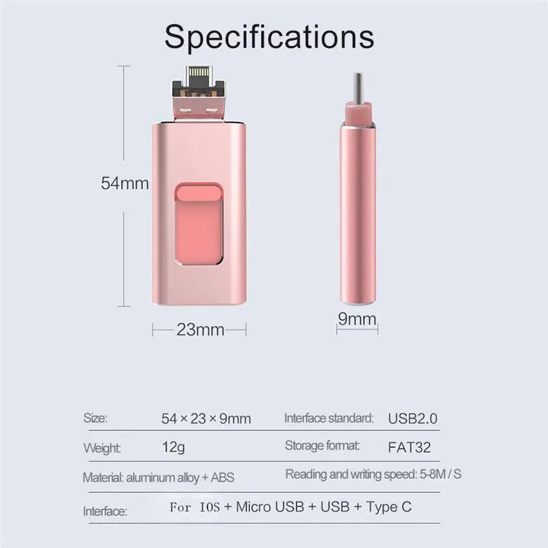 4 в 1 Многофункциональный USB флеш-накопитель type C 32 Гб мобильный телефон OTG USB флешка 64 ГБ 16 ГБ 128 Гб металлический накопитель 256 г