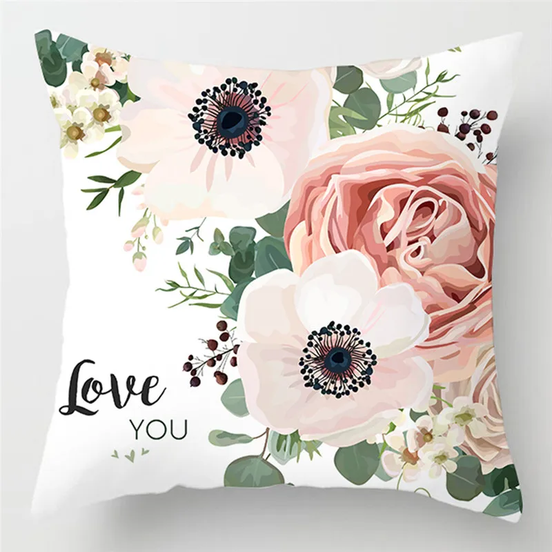 45*45 см большая Цветочная белая наволочка с принтом подушки из микрофибры мягкие