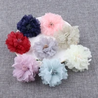 100pcs fabric artificial lace flower chiffon flower for hair accessories headband patch applique wedding dress diy shoes flower