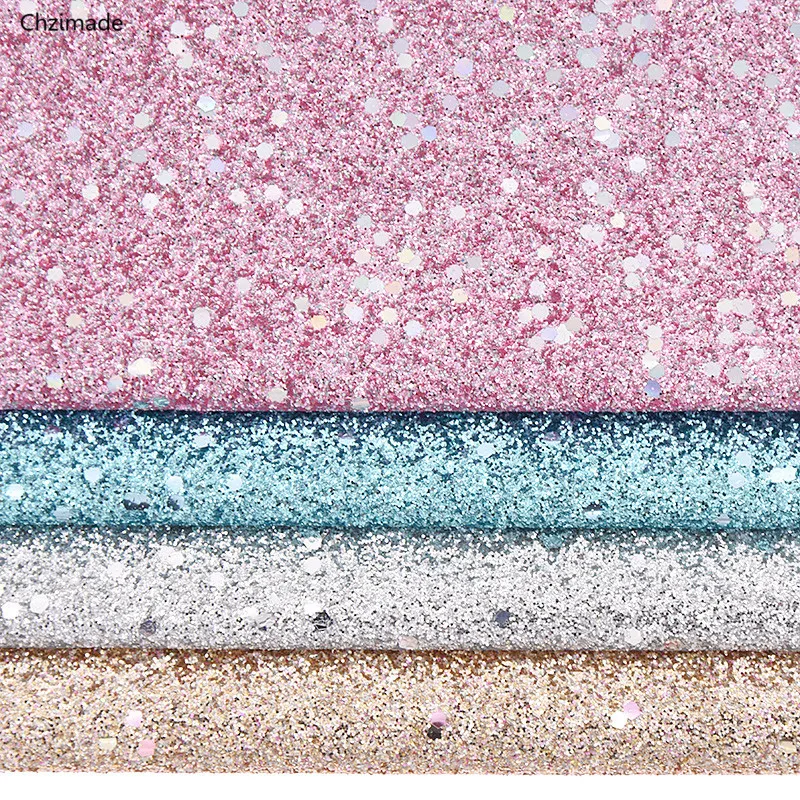 Chzimade 21x29cm A4 Glitter Thin PU Fake Leather Fabric Sequins Synthetic DIY Material For Handbag Garments | Дом и сад