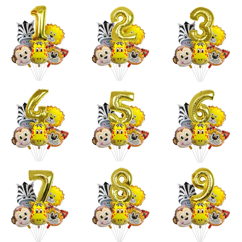 

6 шт., воздушные шары в виде головы животных