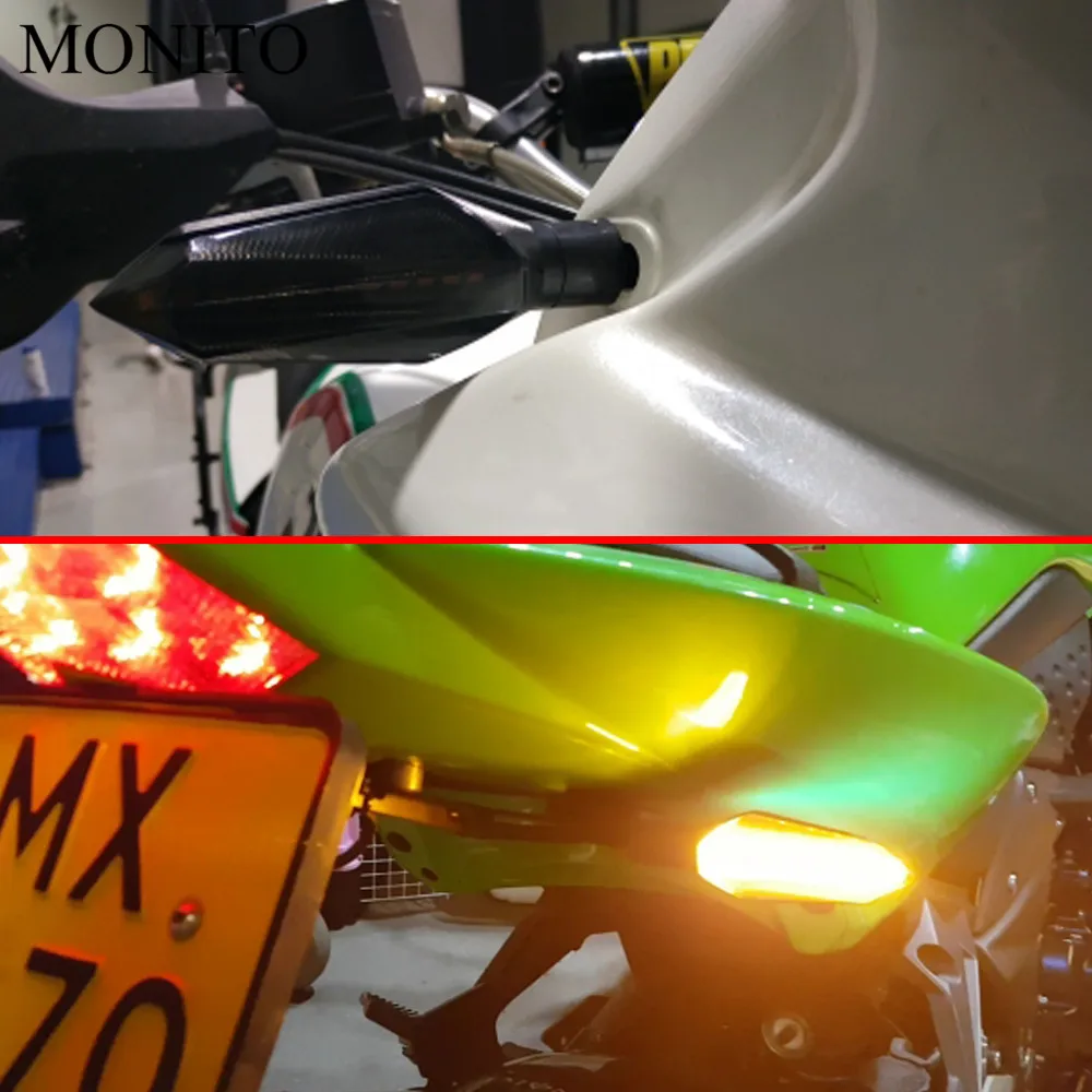 

Motorcycle LED Universal Flowing Blinker Light Waterproof Turn Signals For Kawasaki Z 900 800 250 300 NINJA 250 300 R ZX636R