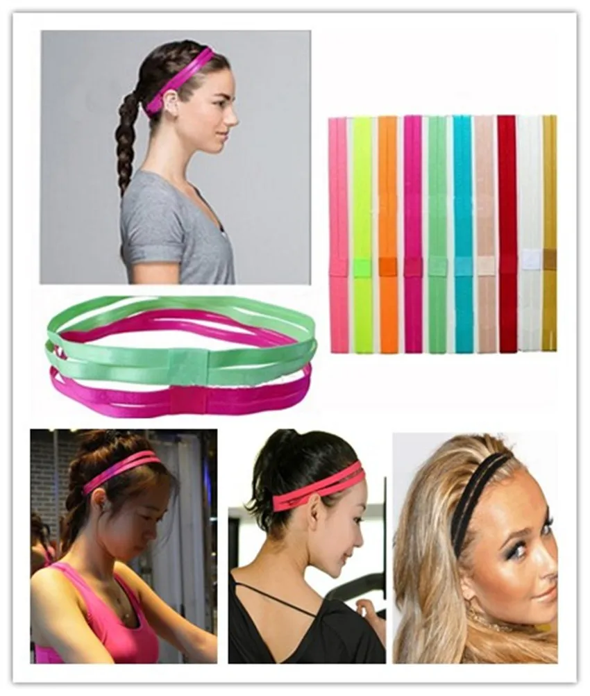 

Популярная в Европе и Америке эластичная цветная эластичная повязка на голову для йоги двойная Нескользящая спортивная повязка на голову д...