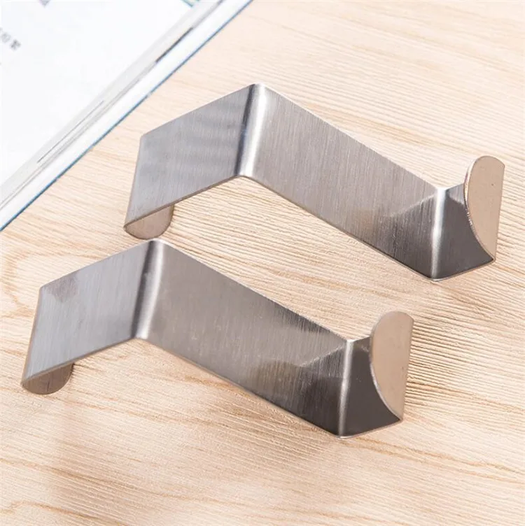 2pcs Stainless Steel Hooks Kitchen Cabinet Draw Hooks Kitchen Cabinet Draw Towel Clothes Pothook Clothes Hanger Holder 5 Colors