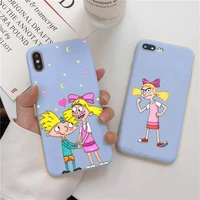 hey arnold liquid silicone phone case for iphone 11 pro max xr xs x solid blue color capa for iphone 6 6s 7 8 plus cases
