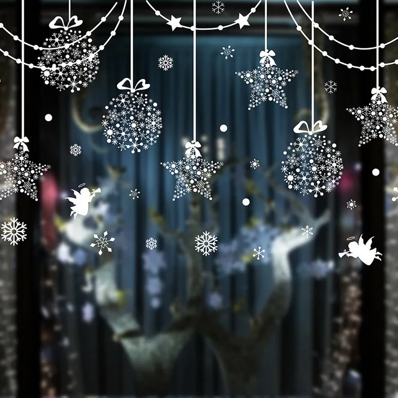 Рождественские декоративные настенные наклейки Санты фрески олень витринные