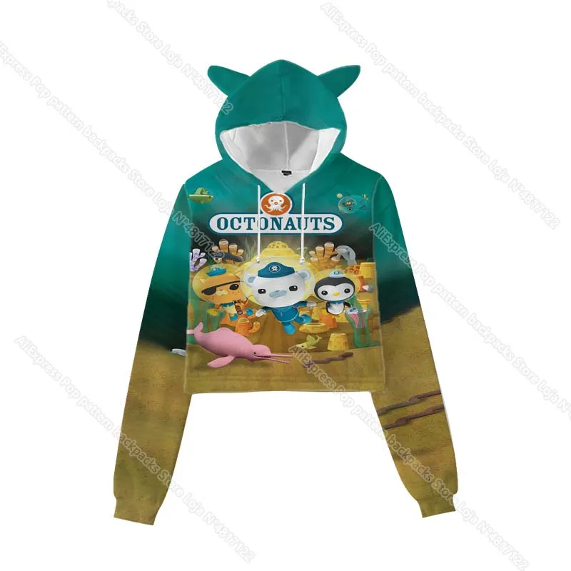 

Children Octonauts 3D Print Hoodies Kids Cartoon Anime Sweatshirts Toddler Pullover Coat Sudadera Cute Girls Cat Ear Crop Tops