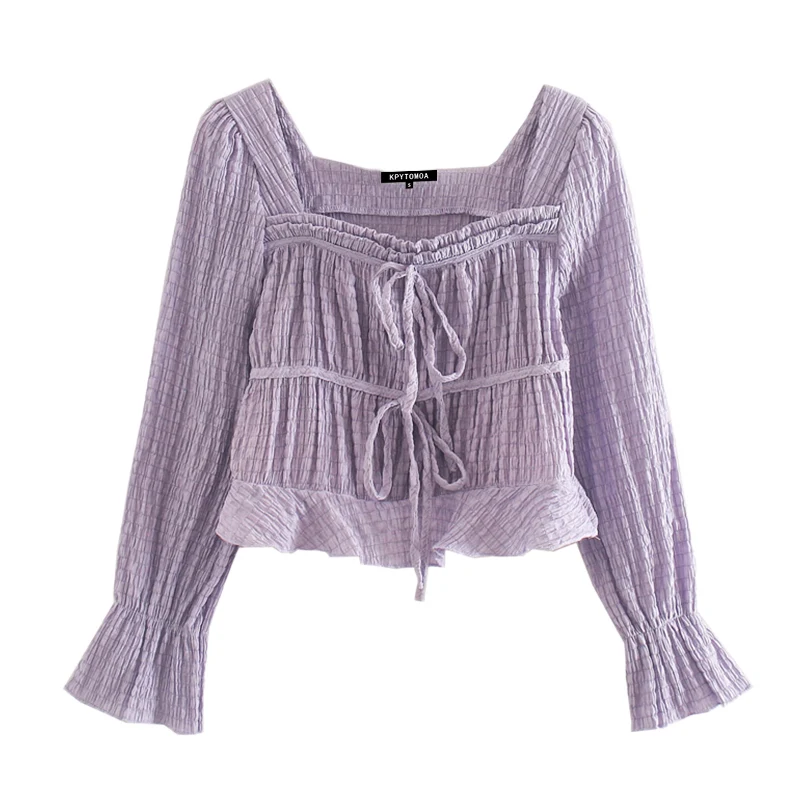 Женская укороченная блузка со шнуровкой и оборками винтажная рубашка с