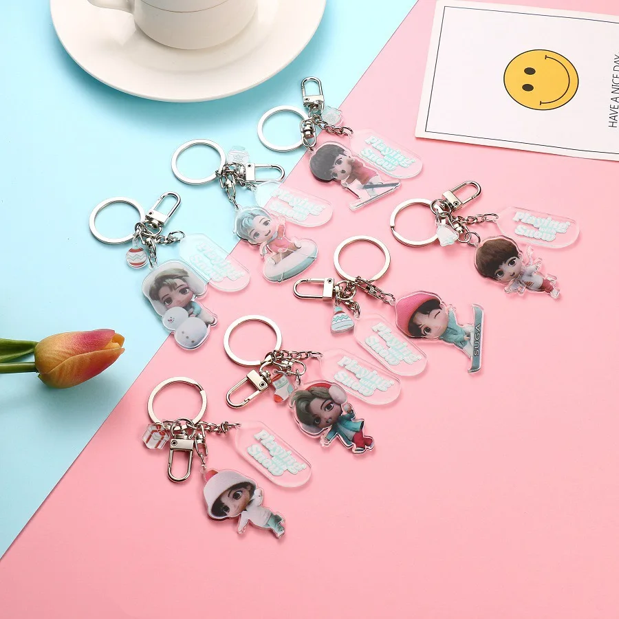 

HQBTSC Creativity Bangtan Boys Groups Q version PVC key pendant creative bag ornaments personalized backpack decoration trend