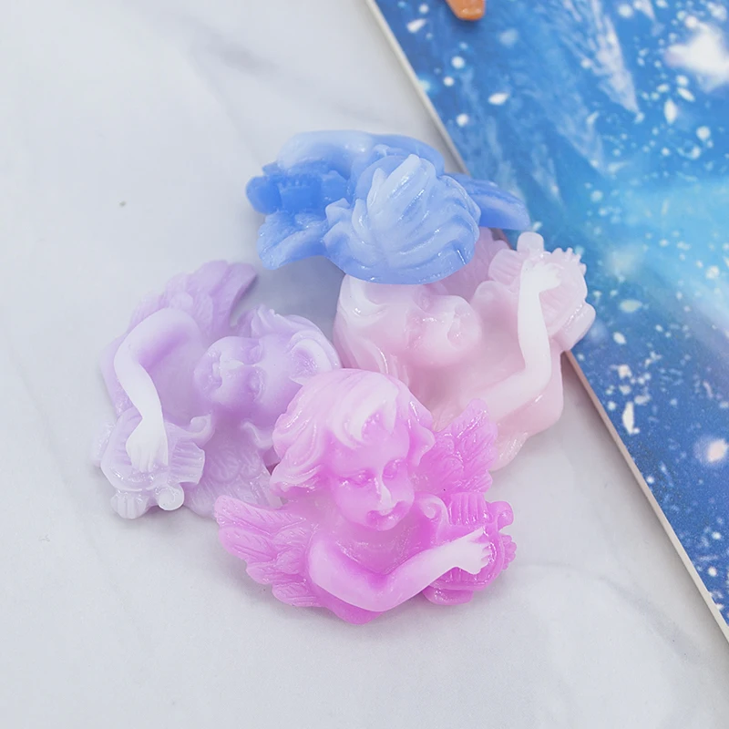 8 шт./лот милый кабошон из полимера для сережек ожерелье подвеска ангел плоская