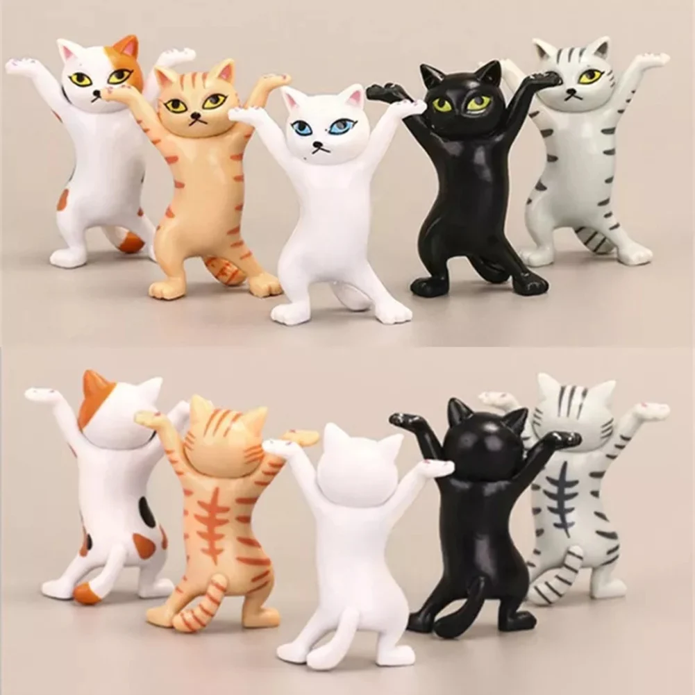 

Cartoon Cat Pen Holder Dancing Cat Hand-made Cartoon Enchanting Kitten Toy Doll Ornament Office Pen Holder Figure Model