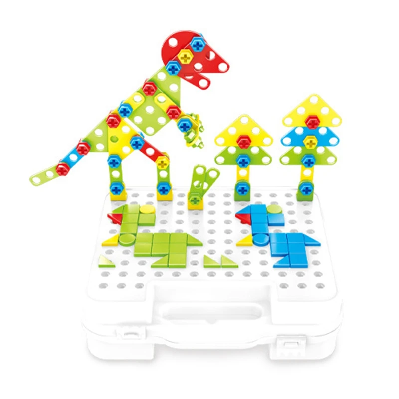 

212Pc Drill Design Puzzle Creative Toys Manual Drill Screwdriver Assembly DIY STEM Educational Construction Set for Kids